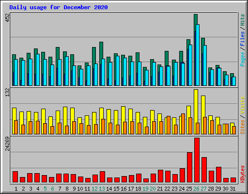 Daily usage for December 2020