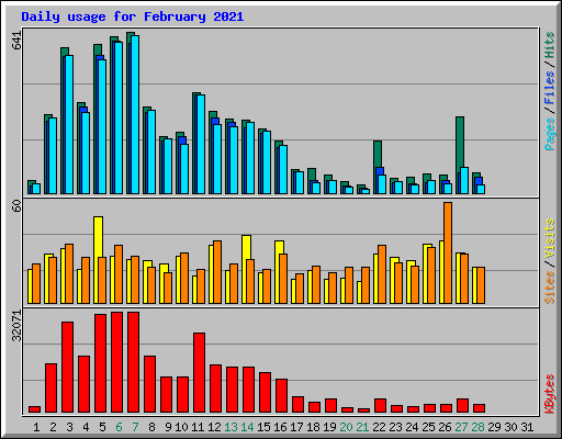 Daily usage for February 2021
