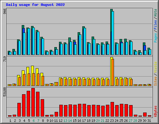 Daily usage for August 2022