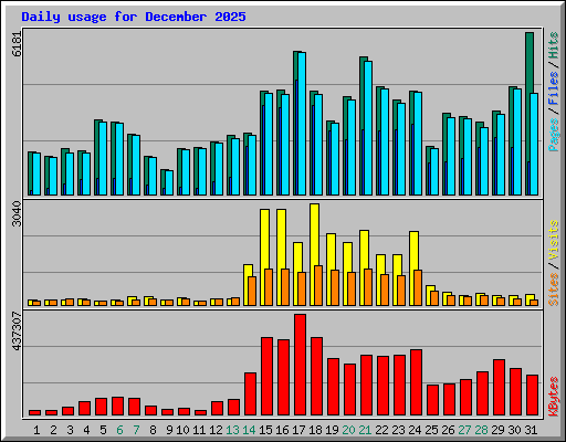 Daily usage for December 2025