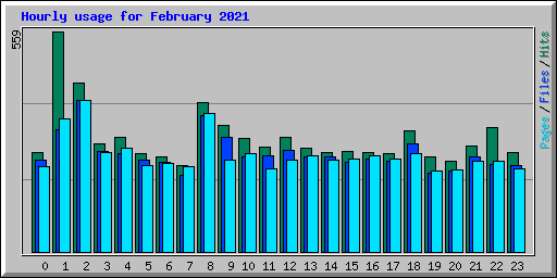 Hourly usage for February 2021